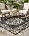Patio Heritage Collection Area Rug - Savannah (Charcoal Gray) Square Charcoal Gray  lifestyle 74