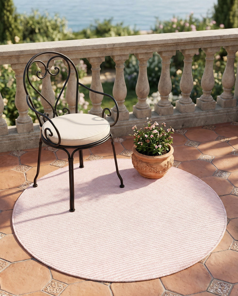 Jill Zarin Sedona Oasis Outdoor Collection Area Rug - Coconino (Pink Roses) Round Pink Roses  lifestyle 70