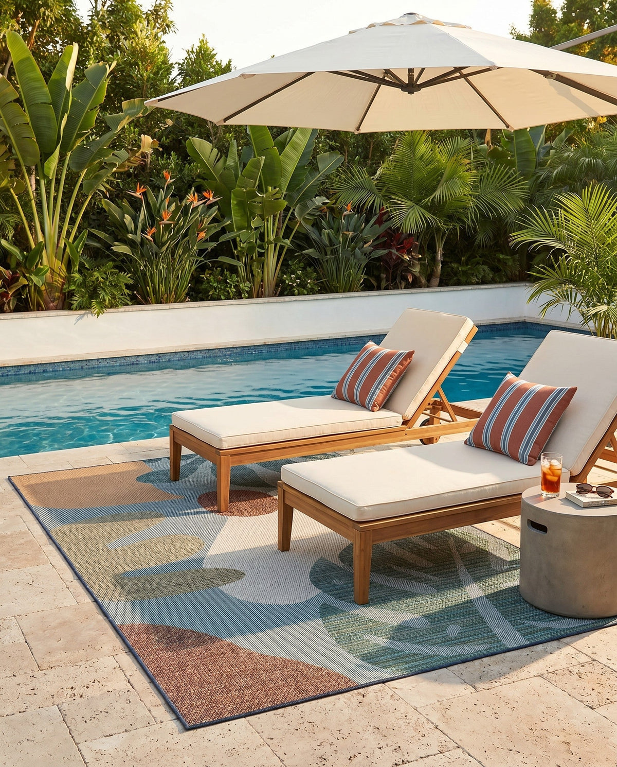 Coastal Terrace Collection Area Rug -  Boardwalk Rectangle Blue  lifestyle 14