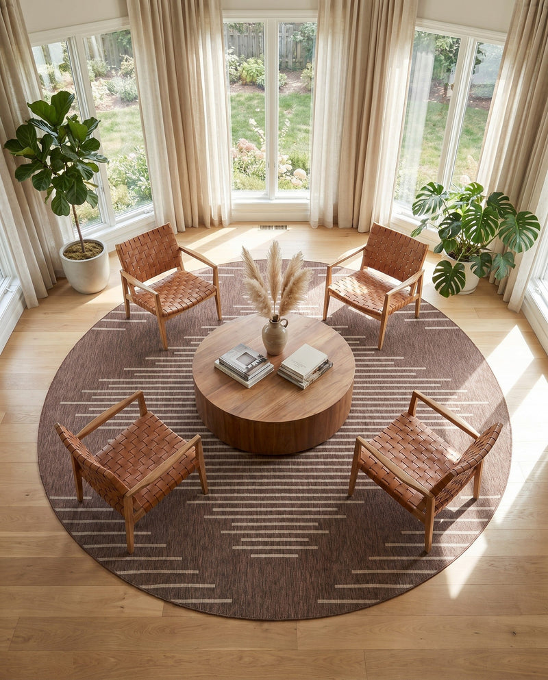 Urban Terrace Collection Area Rug -  Chelsea (Brown) Round Brown  lifestyle 70