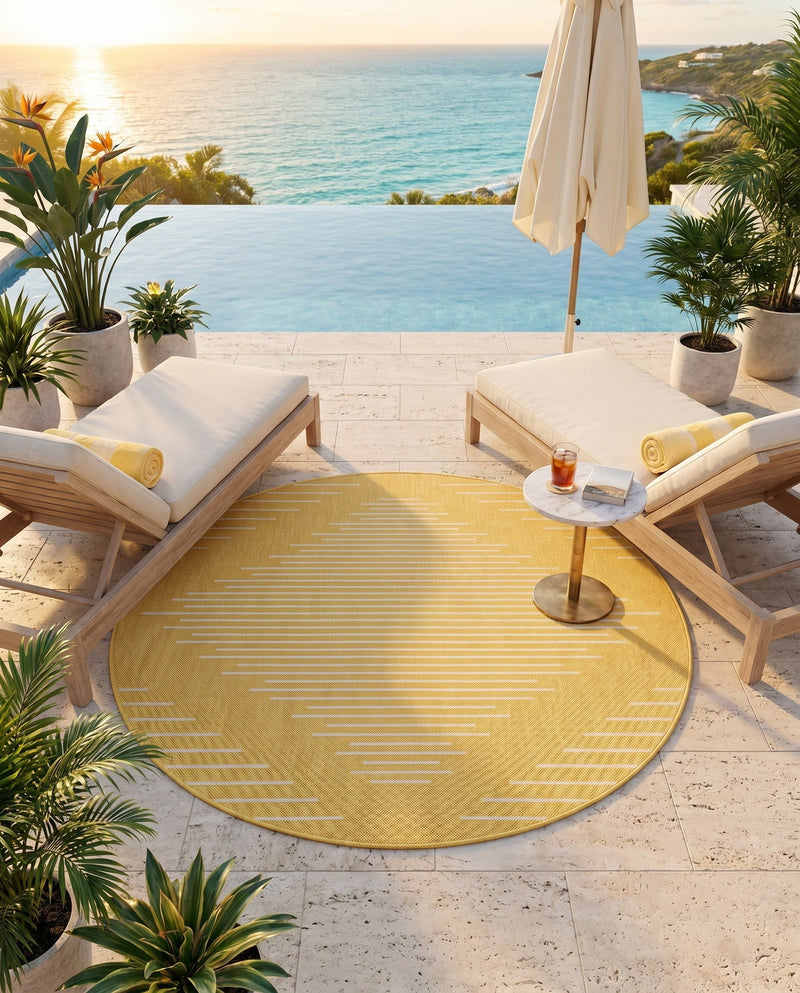 Urban Terrace Collection Area Rug -  Chelsea (Yellow) Round Yellow  lifestyle 71