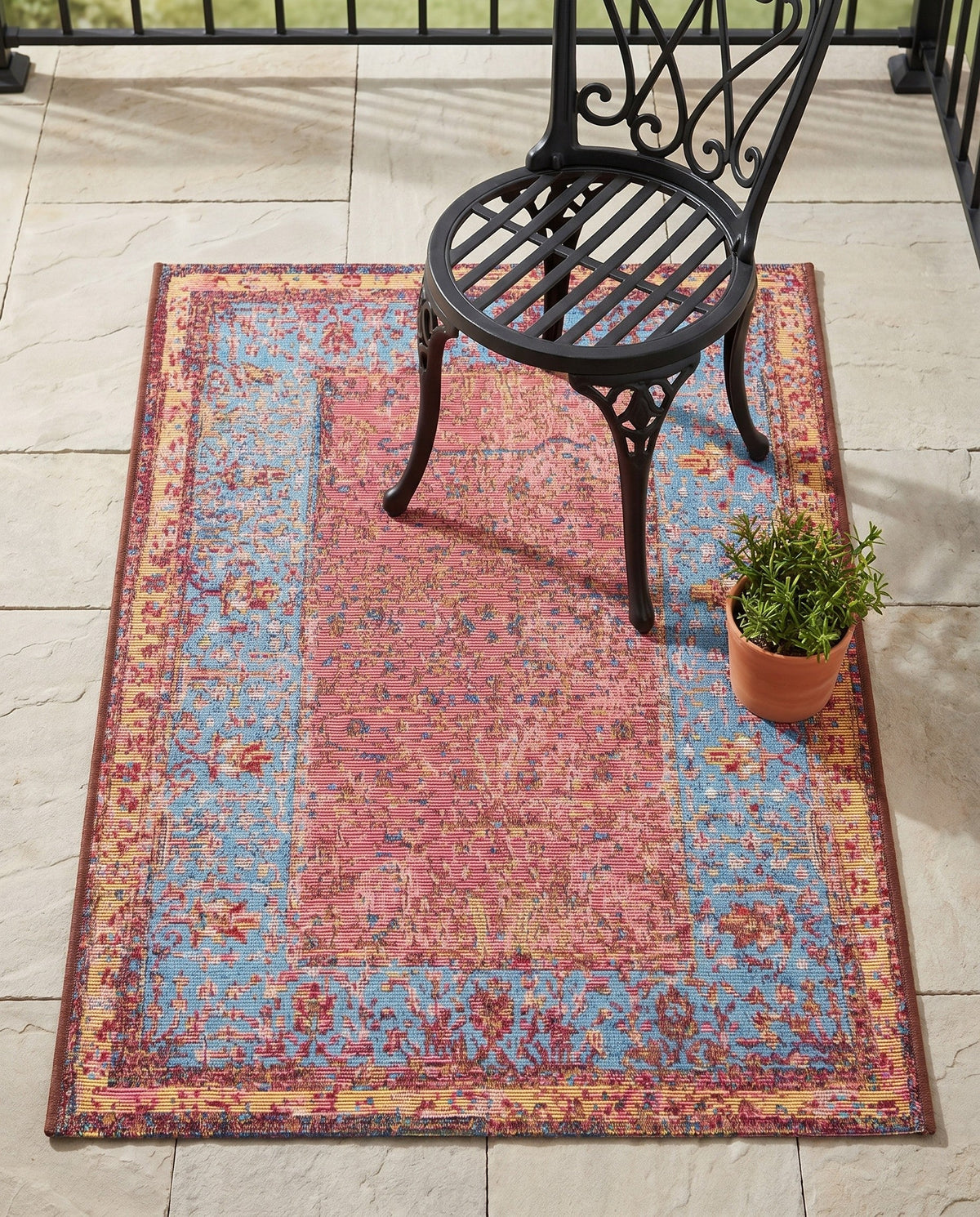 Patio Heritage Collection Area Rug -  Serenity Rectangle Vintage Salmon Coral  lifestyle 17