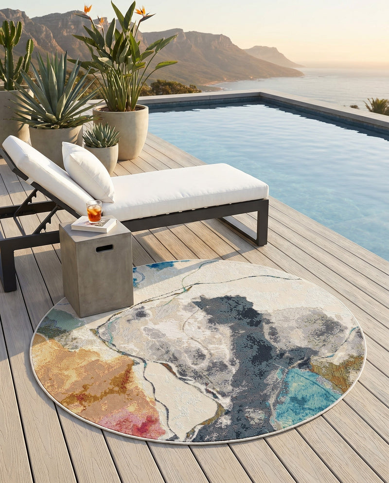 Urban Terrace Collection Area Rug -  Arbor Round Multi  lifestyle 57