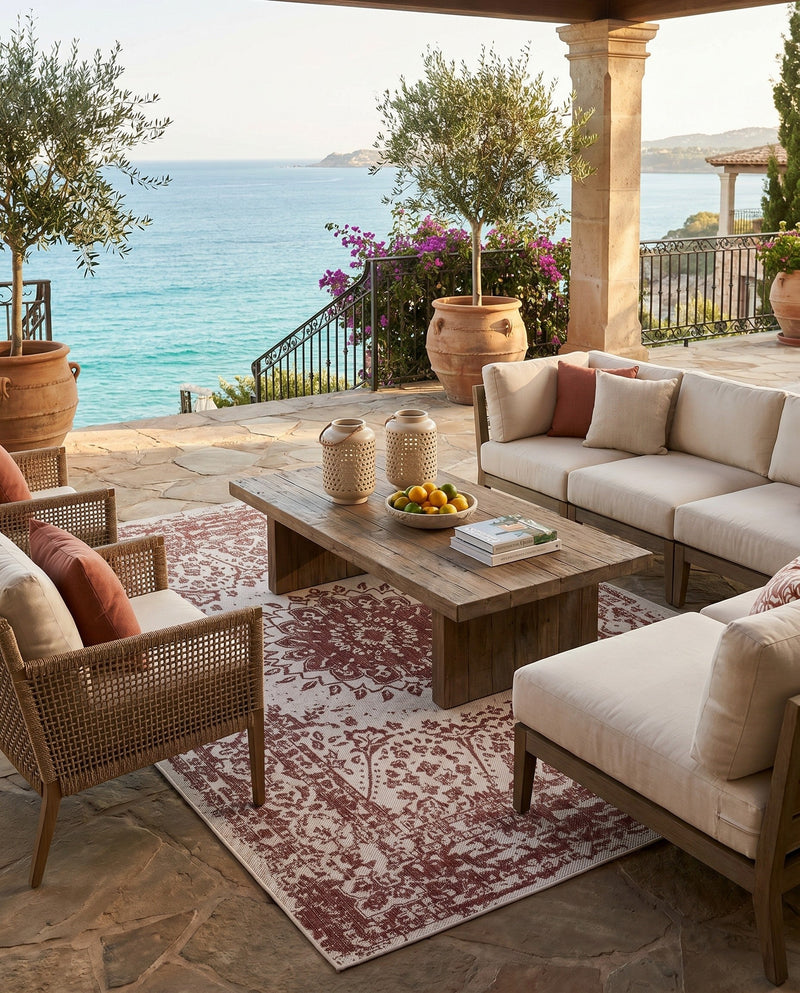 Patio Heritage Collection Area Rug -  Lafayette (Rust Red) Rectangle Rust Red  lifestyle 21