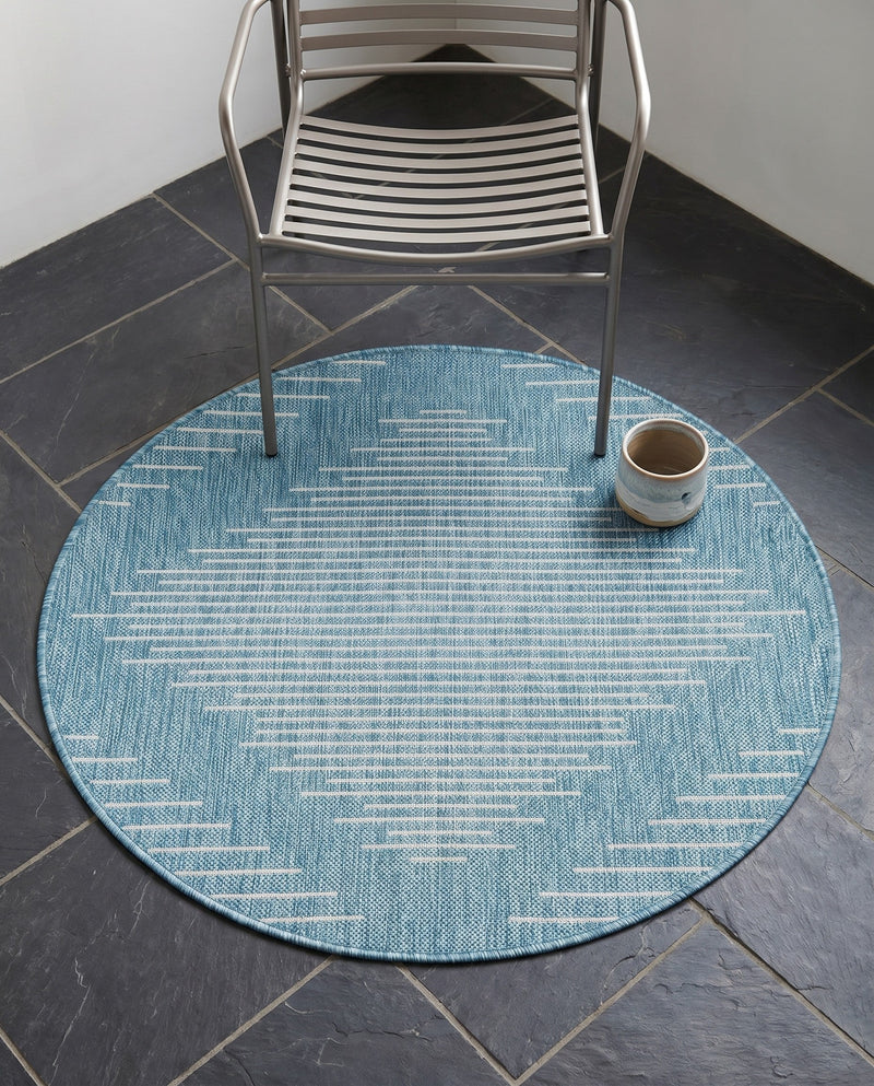 Urban Terrace Collection Area Rug -  Chelsea (Light Aqua) Round Light Aqua  lifestyle 28
