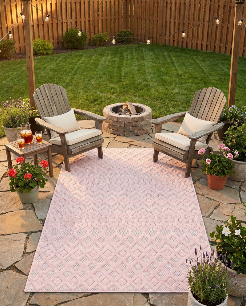 Garden Lattice Charm Collection Area Rug -  Pergola (Pink) Rectangle Pink  lifestyle 14