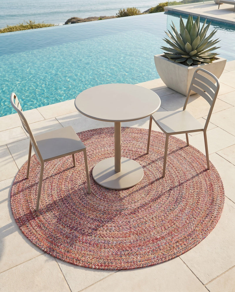 Sustainable Strands Indoor-Outdoor Oasis Collection Area Rug -  Sandbar (Multi) Round Multi  lifestyle 60