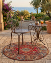Patio Heritage Collection Area Rug -  Terrace Round Antique Red  lifestyle 75