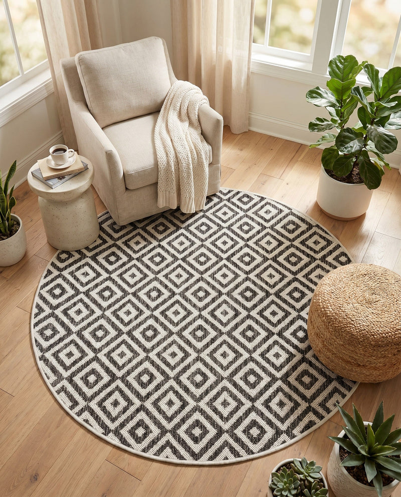 Urban Oasis Rugs Collection Area Rug -  Rooftop (Charcoal Gray) Round Charcoal Gray  lifestyle 76