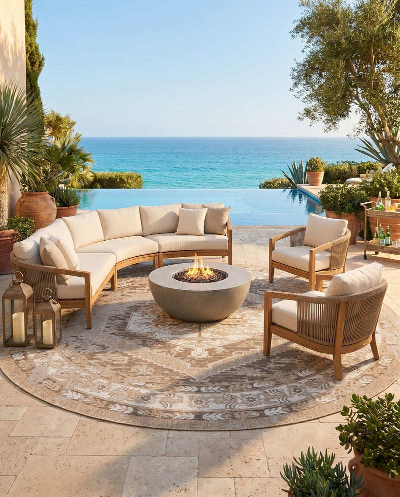 Patio Heritage Collection Area Rug -  Augusta (Natural) Round Natural  lifestyle 79