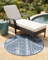 Desert Nomad Terrace Collection Area Rug - Sahara (Blue) Round Blue  lifestyle 63
