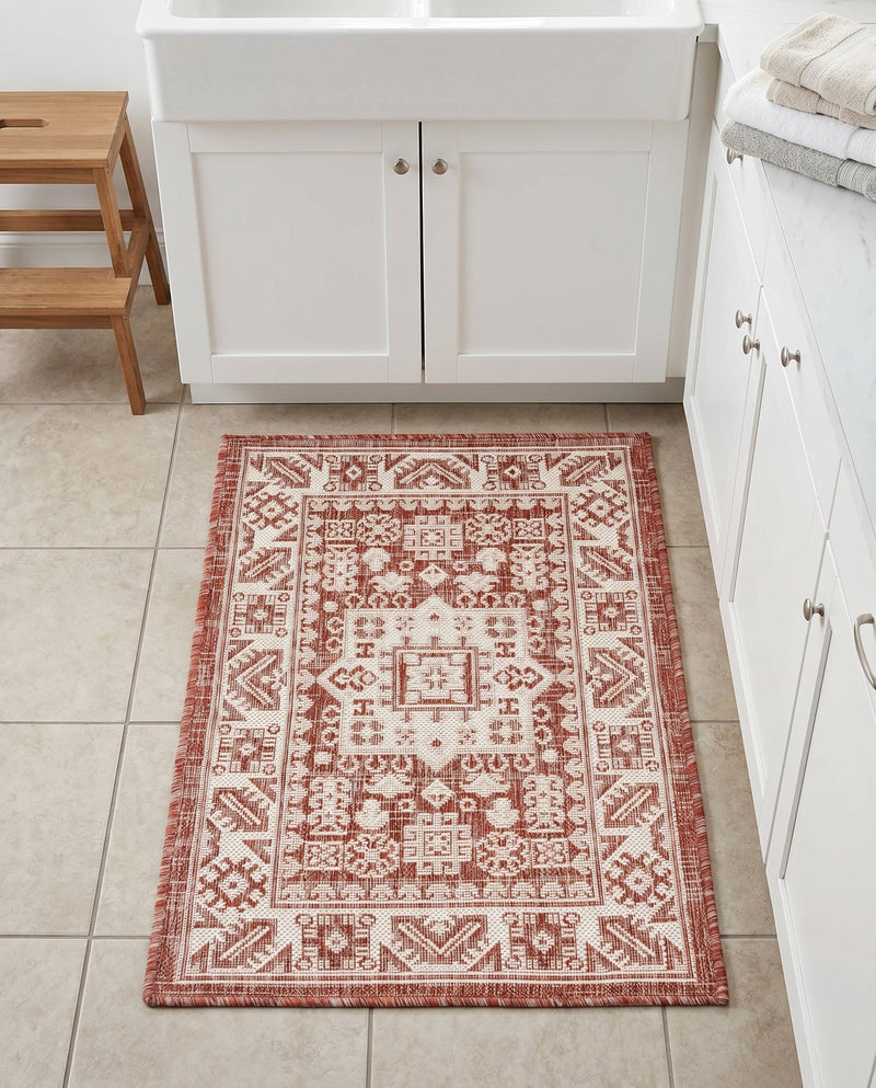 Tribal Terrace Treasures Collection Area Rug -  Incan Isle (Rust Red) Rectangle Rust Red  lifestyle 42