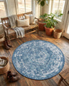 Patio Heritage Collection Area Rug -  Augusta (Blue) Round Blue  lifestyle 72