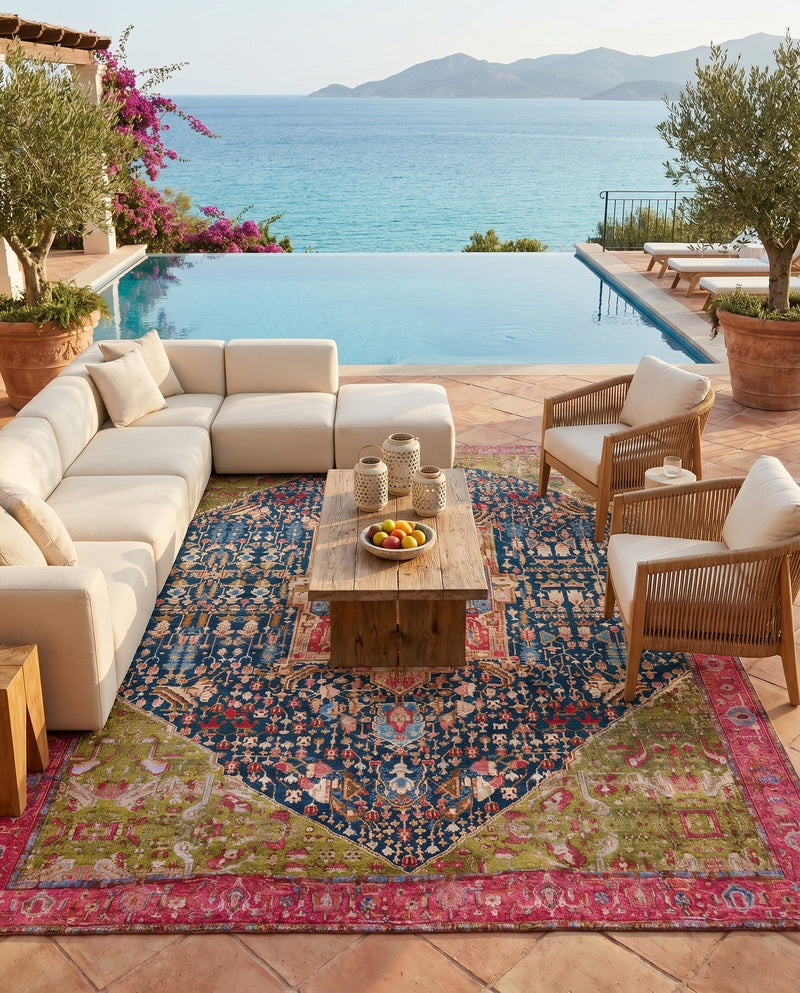 Patio Heritage Collection Area Rug -  Sanctuary Rectangle Multi  lifestyle 36
