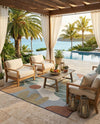 Coastal Terrace Collection Area Rug -  Boardwalk Rectangle Blue  lifestyle 10