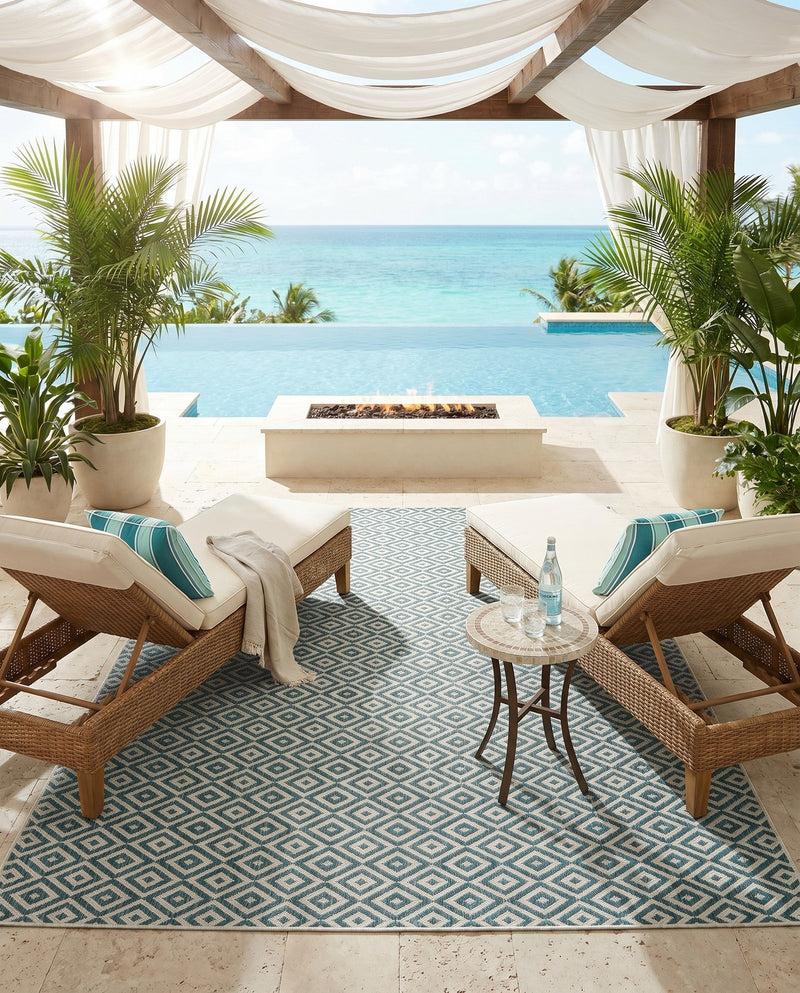 Urban Oasis Rugs Collection Area Rug -  Rooftop (Teal) Rectangle Teal  lifestyle 15