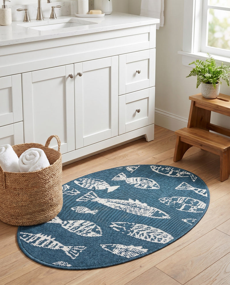 Seaside Haven Rugs Collection Area Rug -  Oceanview Oval Blue  lifestyle 29