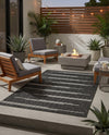 Urban Terrace Collection Area Rug -  Brooklyn Rectangle Black and White  lifestyle 46