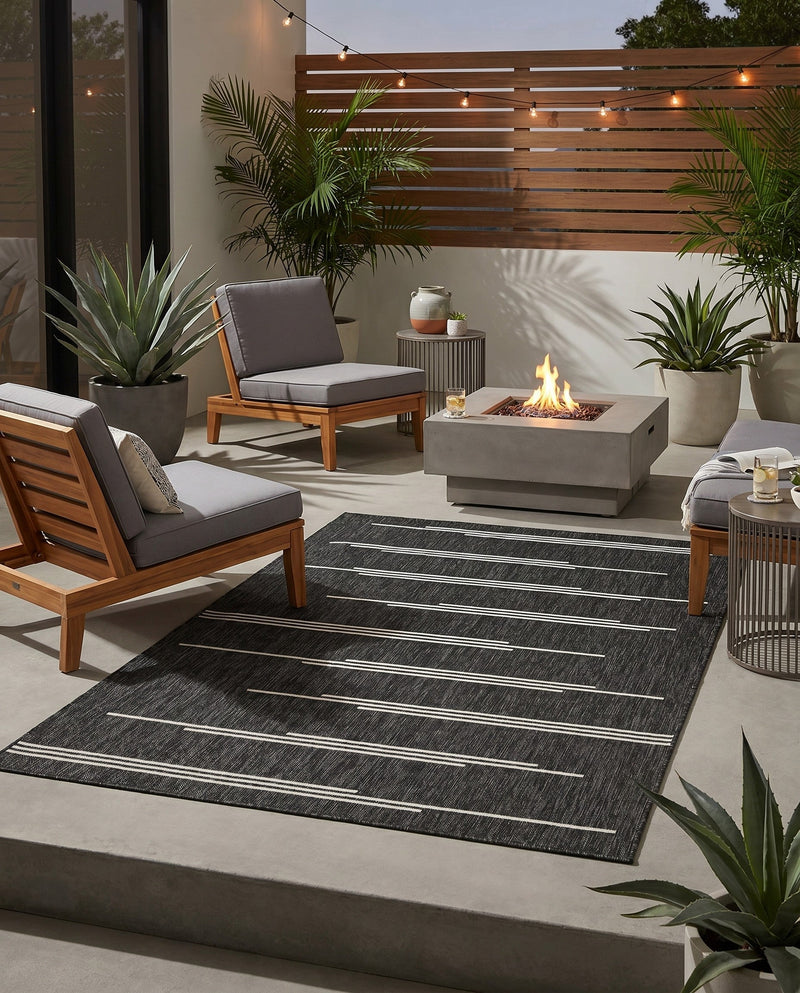 Urban Terrace Collection Area Rug -  Brooklyn Rectangle Black and White  lifestyle 46