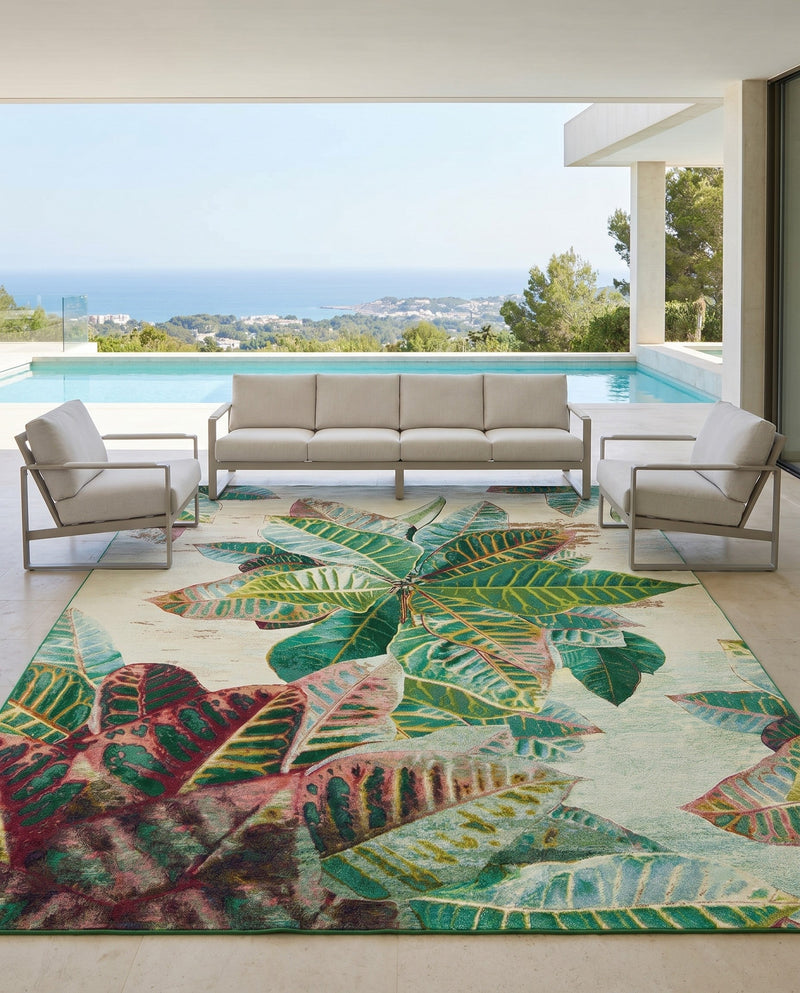 Seaside Blooms Collection Area Rug -  Fern Rectangle Multi  lifestyle 37