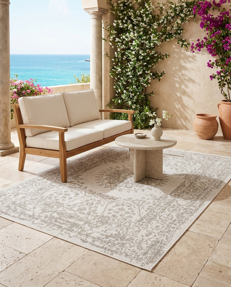 Patio Heritage Collection Area Rug -  Lafayette (Gray) Rectangle Gray  lifestyle 14