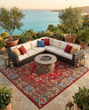 Patio Heritage Collection Area Rug -  Terrace Square Antique Red  lifestyle 32