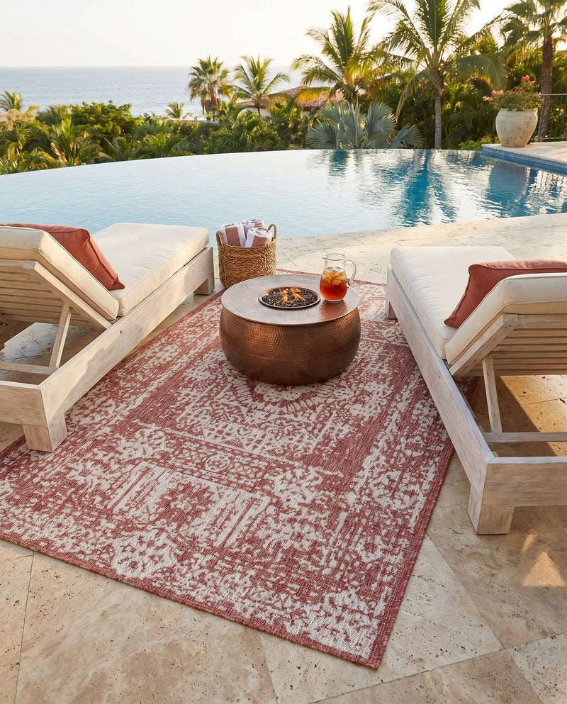 Patio Heritage Collection Area Rug - Savannah (Rust Red) Rectangle Rust Red  lifestyle 18