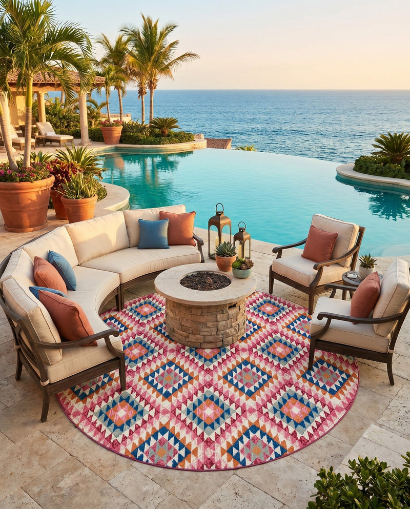 Mesa Oasis Rugs Collection Area Rug - Sedona Round Multi  lifestyle 54