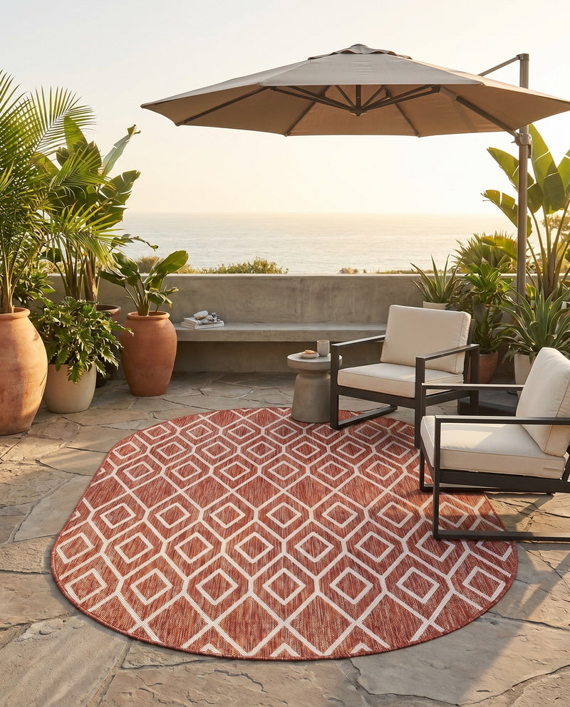 Urban Oasis Rugs Collection Area Rug -  Boulevard (Rust Red) Oval Rust Red  lifestyle 50