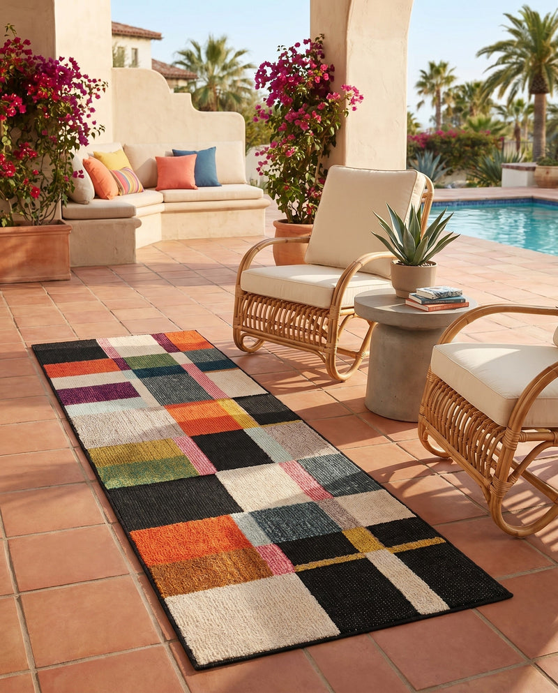 Outdoor Marrakesh Collection Area Rug -  Tangier Runner Multi  lifestyle 63