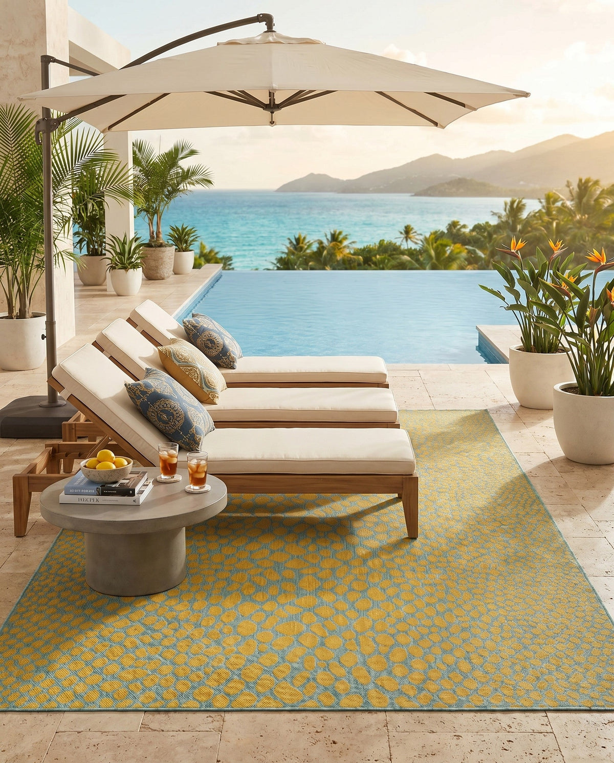 Urban Oasis Rugs Collection Area Rug -  Terrace (Yellow and Aqua) Rectangle Yellow and Aqua  lifestyle 22