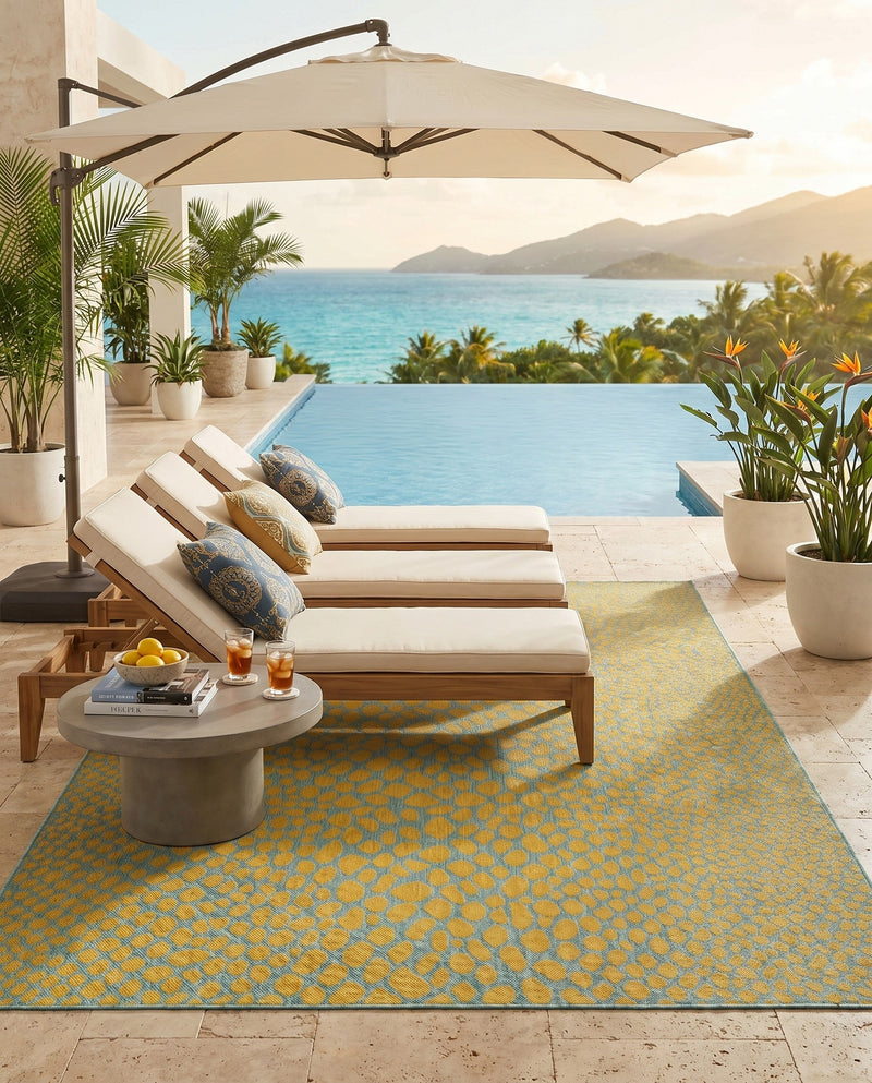 Urban Oasis Rugs Collection Area Rug -  Terrace (Yellow and Aqua) Rectangle Yellow and Aqua  lifestyle 22