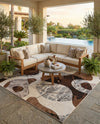 Urban Terrace Collection Area Rug -  Garden Square Brown and White  lifestyle 53