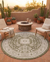 Tribal Terrace Treasures Collection Area Rug -  Incan Isle (Green) Round Green  lifestyle 35