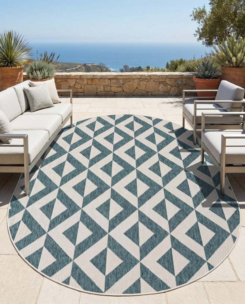 Urban Oasis Rugs Collection Area Rug -  Highrise (Teal) Oval Teal  lifestyle 51