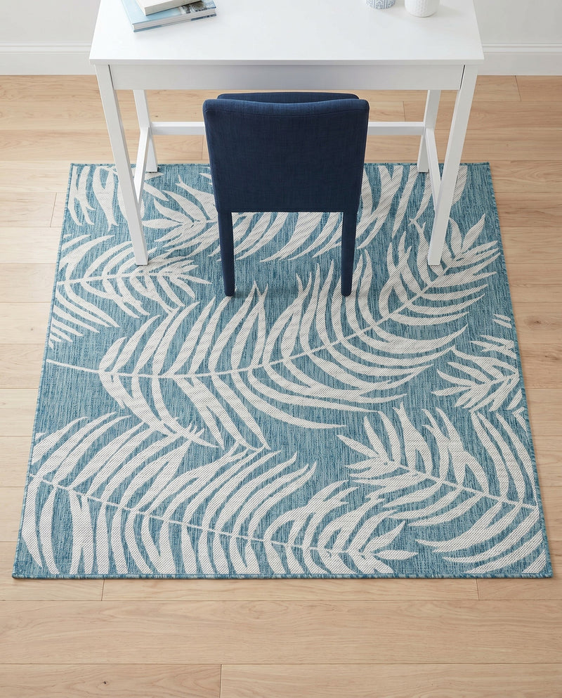 Seaside Blooms Collection Area Rug - Verdure (Light Aqua) Square Light Aqua  lifestyle 56
