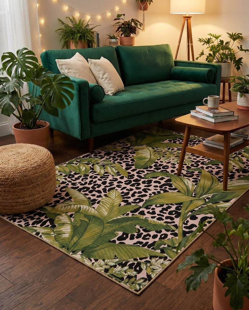 Seaside Blooms Collection Area Rug -  Lotus Rectangle Green  lifestyle 23