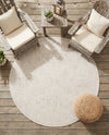Tribal Terrace Treasures Collection Area Rug - Mayan Marina (Light Gray) Round Light Gray  lifestyle 31