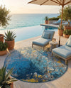 Urban Terrace Collection Area Rug -  Lanai Round Gradient Blue  lifestyle 78