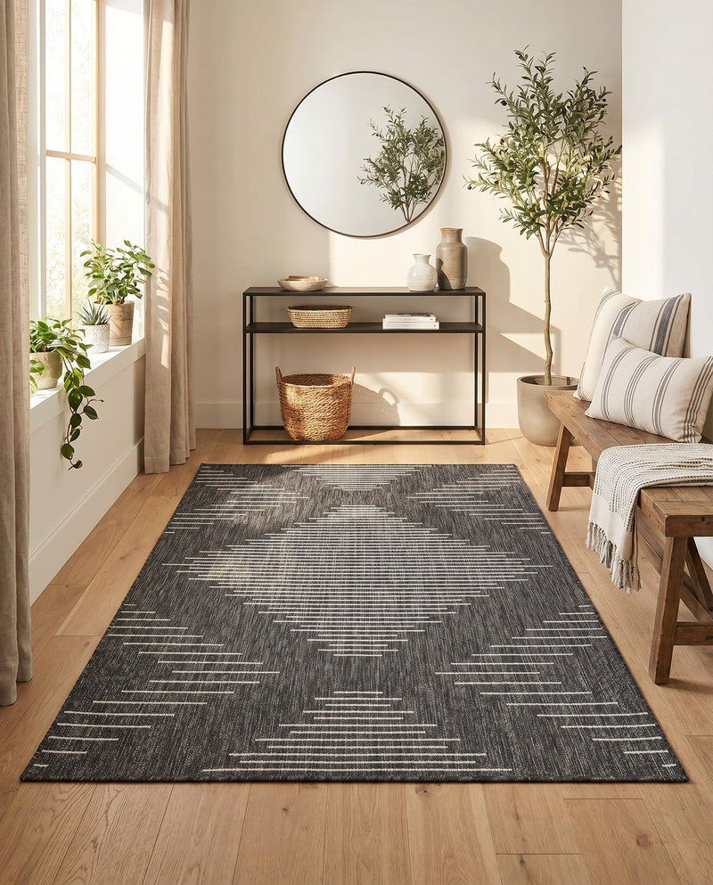 Urban Terrace Collection Area Rug -  Chelsea (Charcoal Gray) Rectangle Charcoal Gray  lifestyle 7