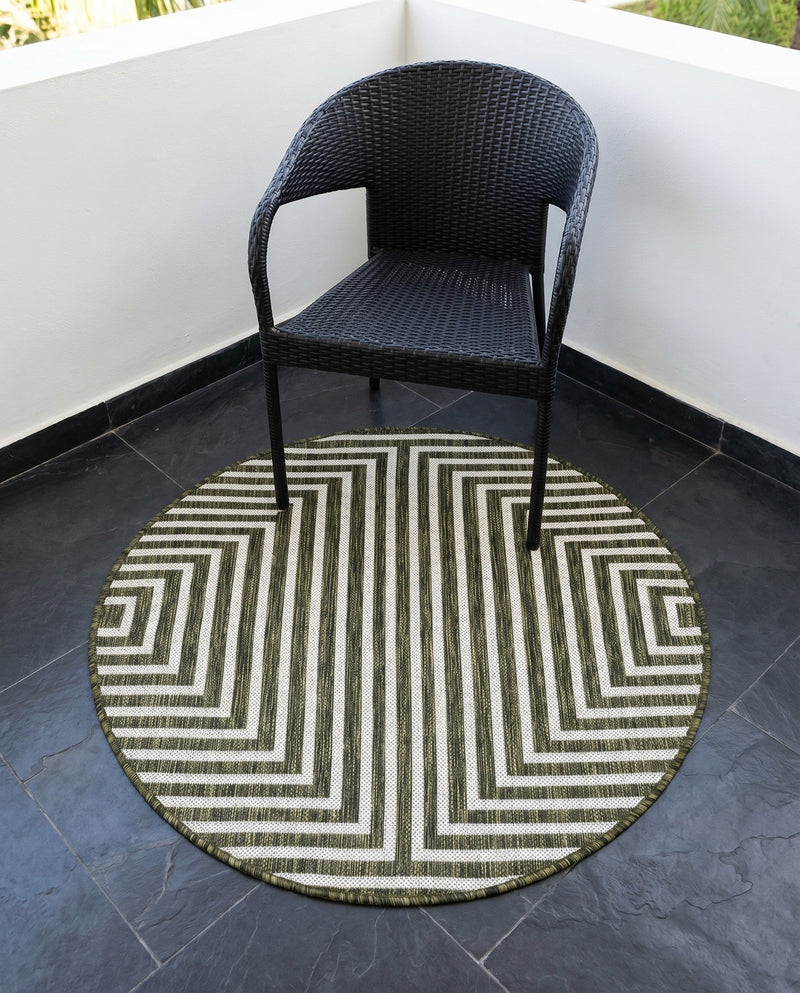Urban Terrace Collection Area Rug -  Astoria (Green) Round Green  lifestyle 20