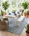 Seaside Stripes Collection Area Rug - Cabana (Blue) Rectangle Blue  lifestyle 28