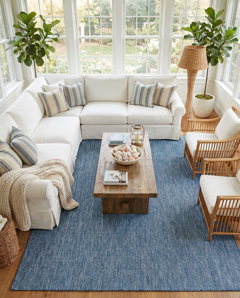 Seaside Serenity Collection Area Rug - Veranda (Blue) Rectangle Blue  lifestyle 14