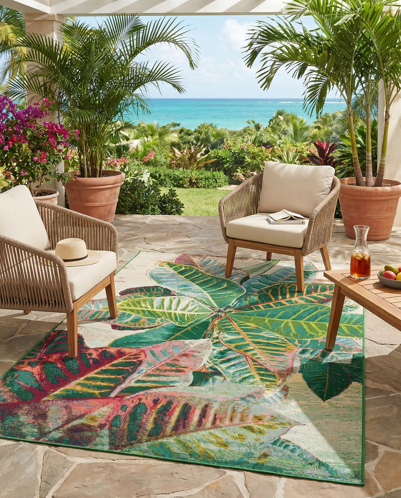 Seaside Blooms Collection Area Rug -  Fern Rectangle Multi  lifestyle 26