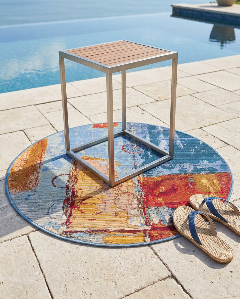 Urban Terrace Collection Area Rug -  Arbour Round Multi  lifestyle 84