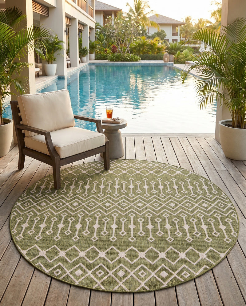 Savannah Pergola Collection Area Rug -  Pergola (Green) Round Green  lifestyle 79