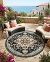 Outdoor Marrakesh Collection Area Rug -  Essaouira Round Navy Blue  lifestyle 74