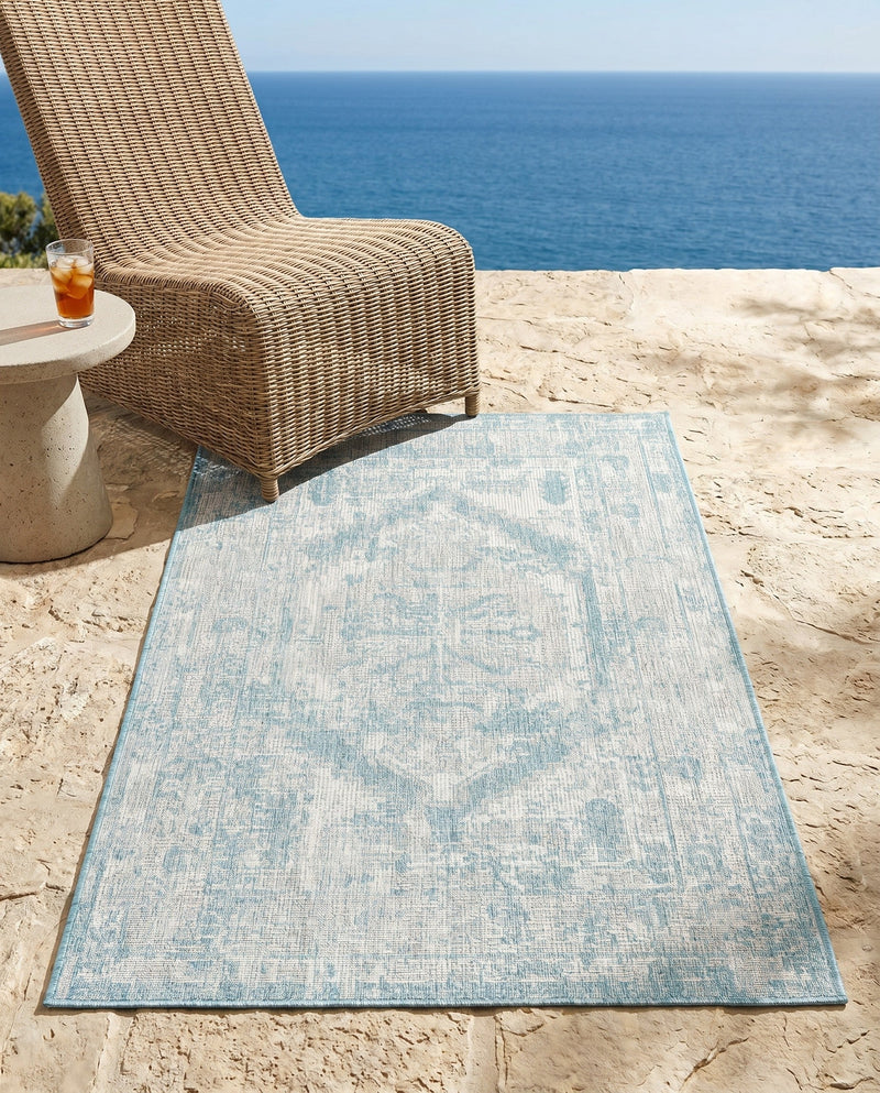 Patio Heritage Collection Area Rug -  Augusta (Aqua) Rectangle Aqua  lifestyle 39