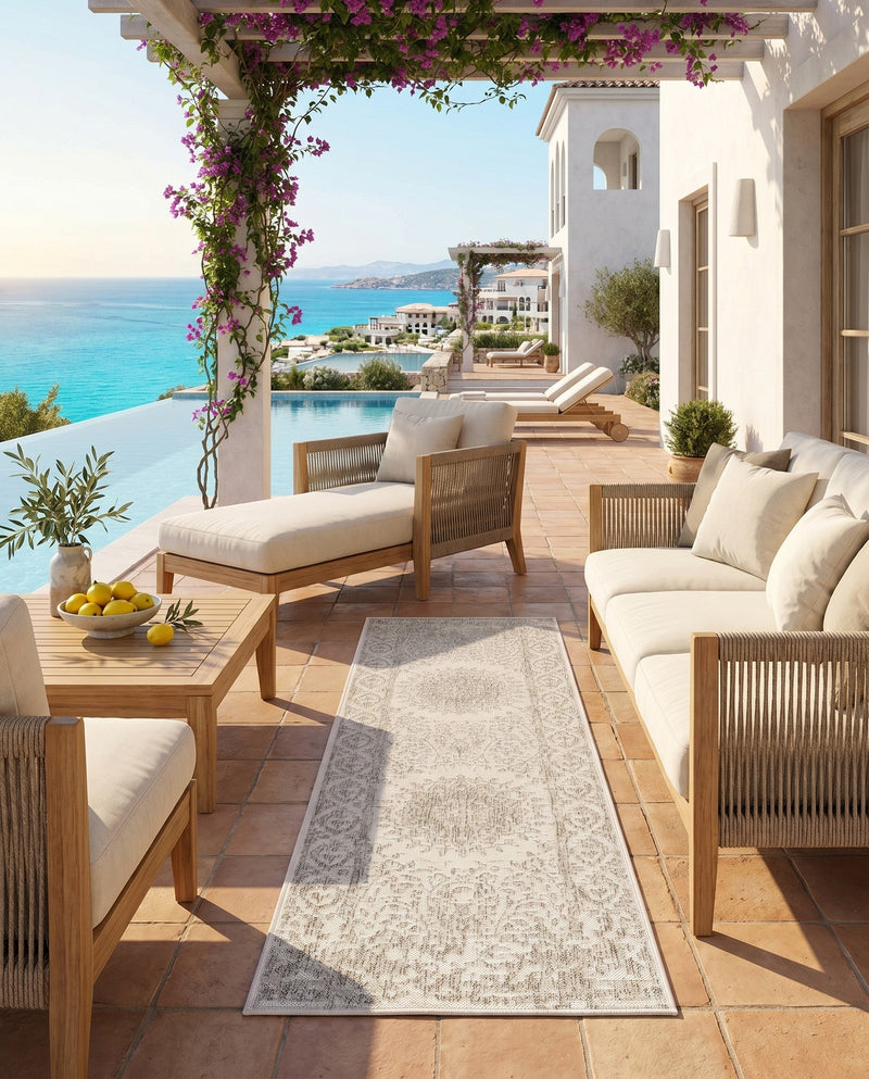 Patio Heritage Collection Area Rug -  Lafayette (Gray) Runner Gray  lifestyle 74