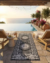 Patio Heritage Collection Area Rug -  Lafayette (Black and White) Runner Black and White  lifestyle 67